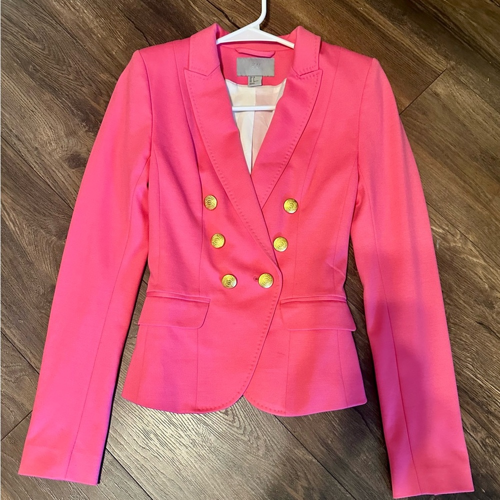 H&M Pink and Gold Blazer Structured Tailoring